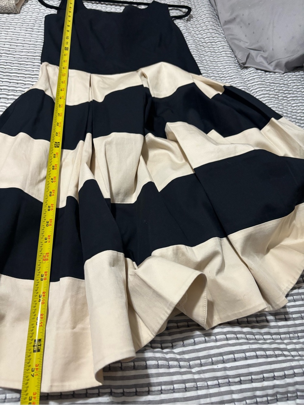 kate spade Black and Cream Striped Fit-and-Flare Dress - Picture 11 of 11